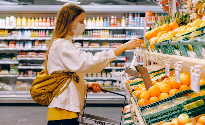 Shopping in a grocery store